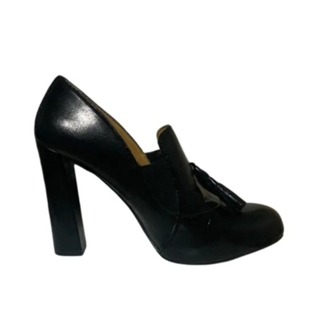 NEW Nine West Dewdrop Platform Leather Tassel Loafers Accent Pumps - Size 9